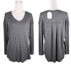 Altar'd State Thermal Top Charcoal Gray Waffle Small New
